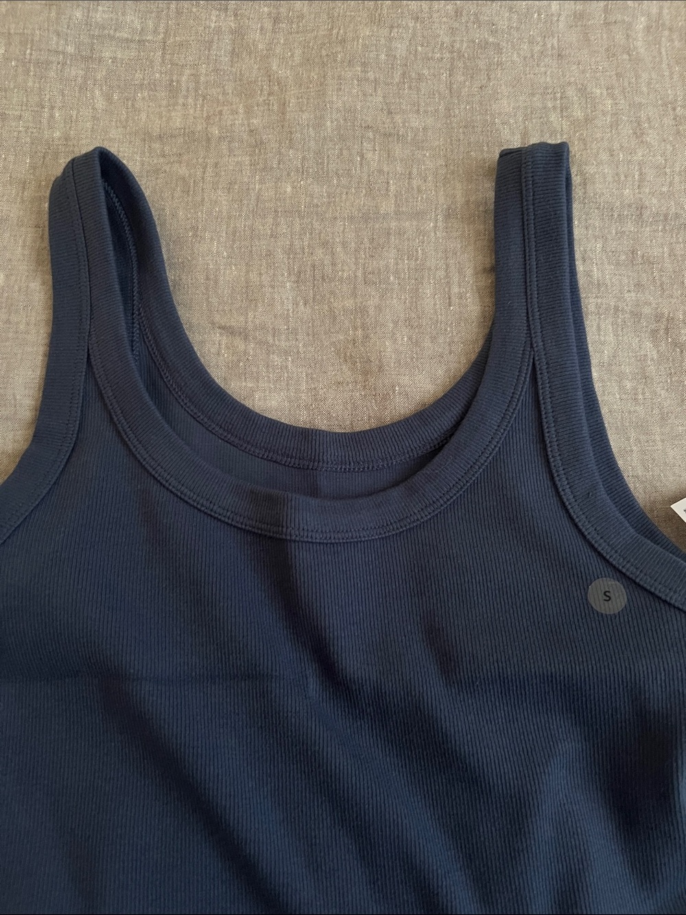 AE Navy Ribbed Tank Top - Picture 3 of 6